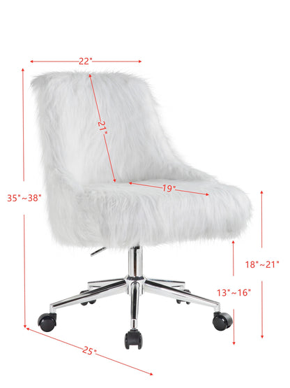 ACME Arundell II Office Chair in White Faux Fur & Chrome Finish OF00122