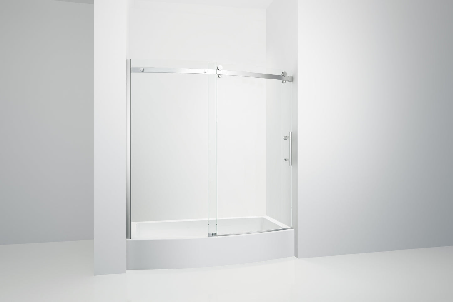 TRUSTMADE Frameless Curved Bathtub Shower Doors 60" Width x 58" Height with 1/3"(8mm) Clear Tempered Glass Finish, K07N-1