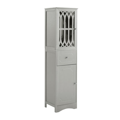 Tall Bathroom Cabinet, Freestanding Storage Cabinet with Drawer and Doors, MDF Board, Acrylic Door, Adjustable Shelf, Grey