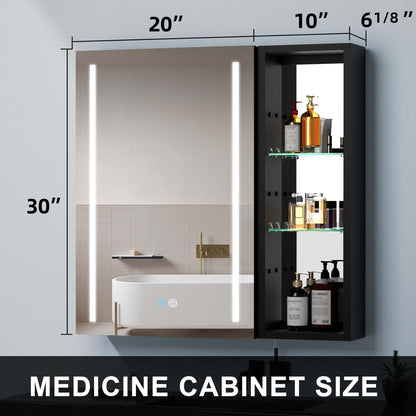 30x30 Inch Bathroom Medicine Cabinets Surface Mounted Cabinets With Lighted Mirror Left Defogging, Small Cabinet No Door