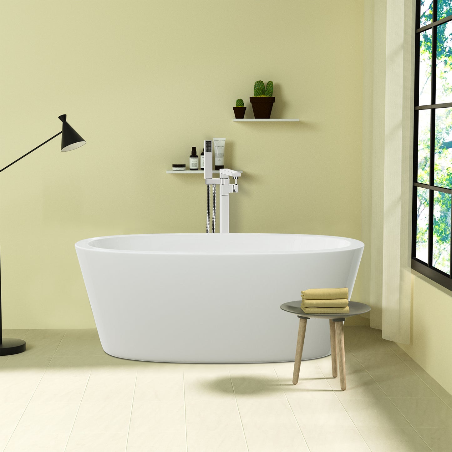 Contemporary Design Acrylic Flatbottom  Bathtub in White