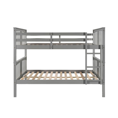 Full over Full Bunk Bed with Ladder for Bedroom, Guest Room Furniture-Gray(OLD SKU :LP000203AAE)