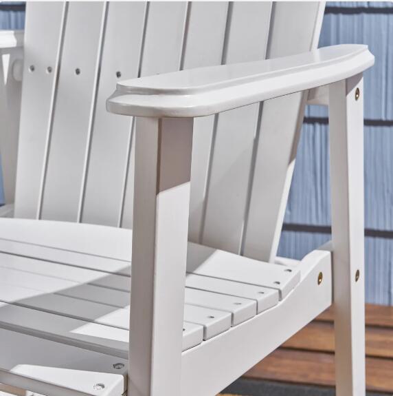 White outdoor ADIRONDACK solid wood lounge chair can be used as an outdoor dining chair (Set of 2)