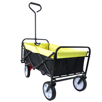 Folding Wagon Garden Shopping Beach Cart (black+yellow)