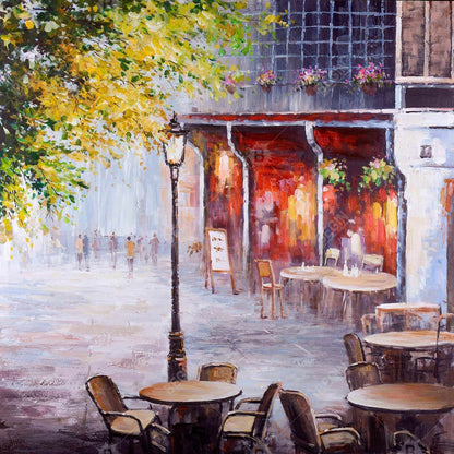 Outdoor restaurant by a nice day - 08x08 Print on canvas