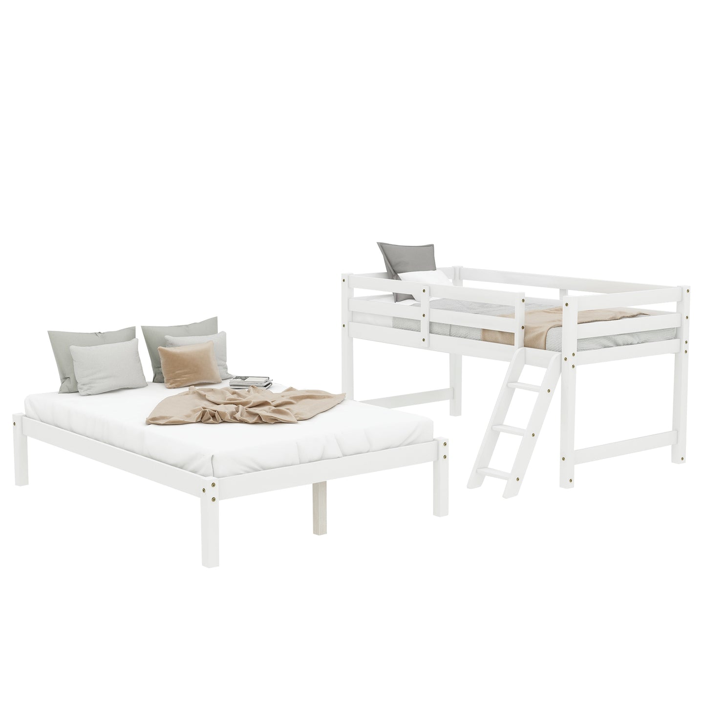 Twin over full bunk bed (White) ( old sku : WF193722AAK ）