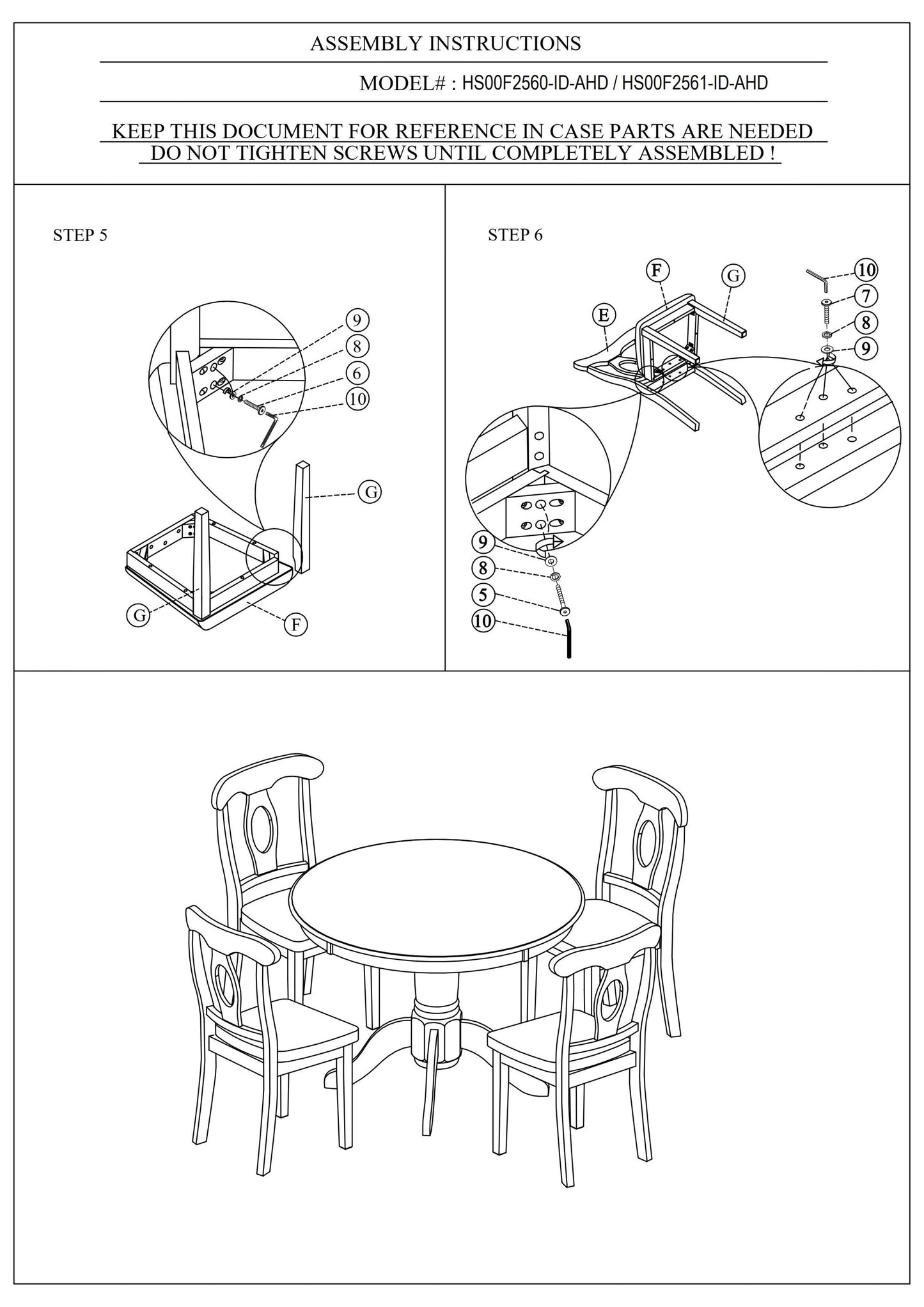 Classic Design Dining Room 5pc Set Round Table 4x side Chairs Cushion Fabric Upholstery Seat Rubberwood Furniture