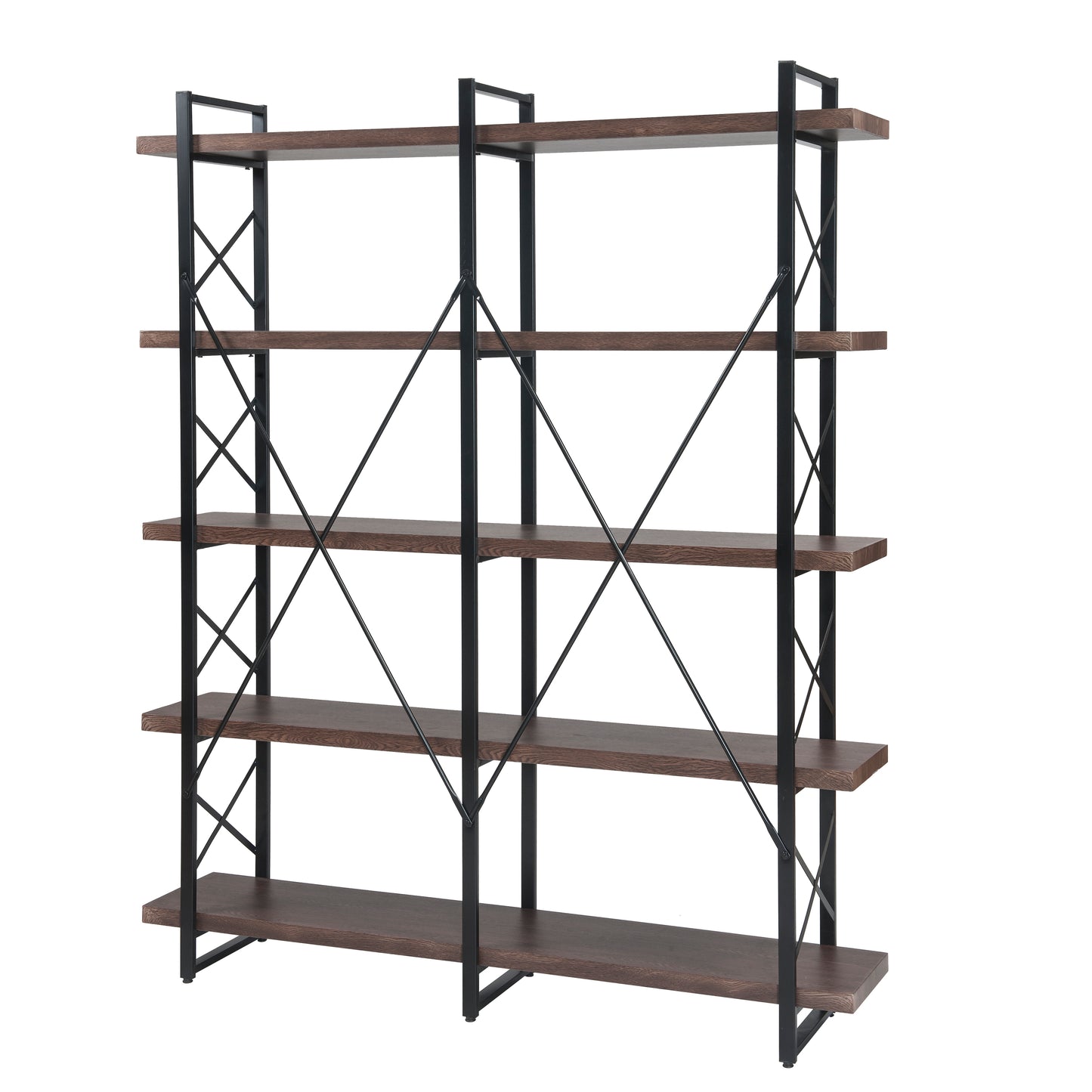 [VIDEO] Home Office 5 Tier Bookshelf, X Design Etageres Storage Shelf, Industrial Bookcase for Office with Metal Frame