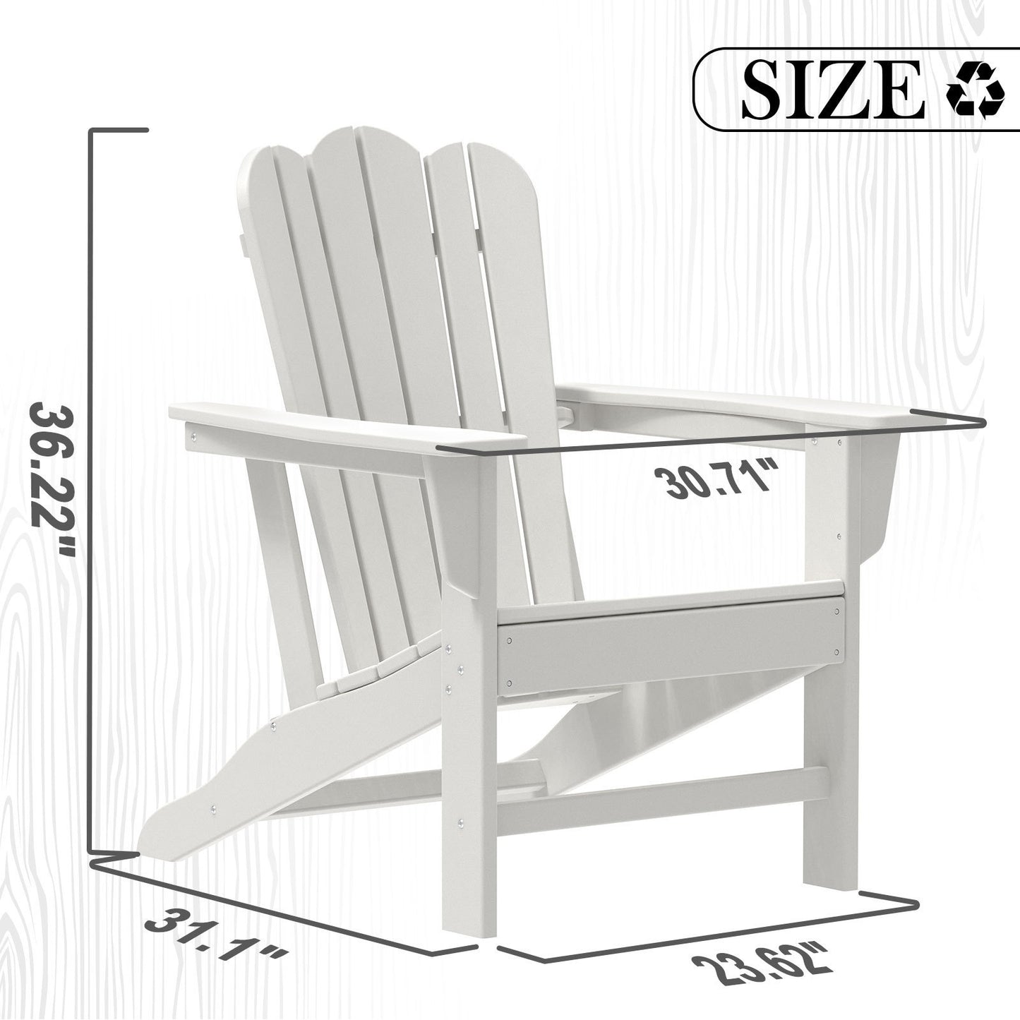 Resistant Adirondack Chair for Patio Deck Garden
 Plastic Adirondack Chair, White, 1 piece.