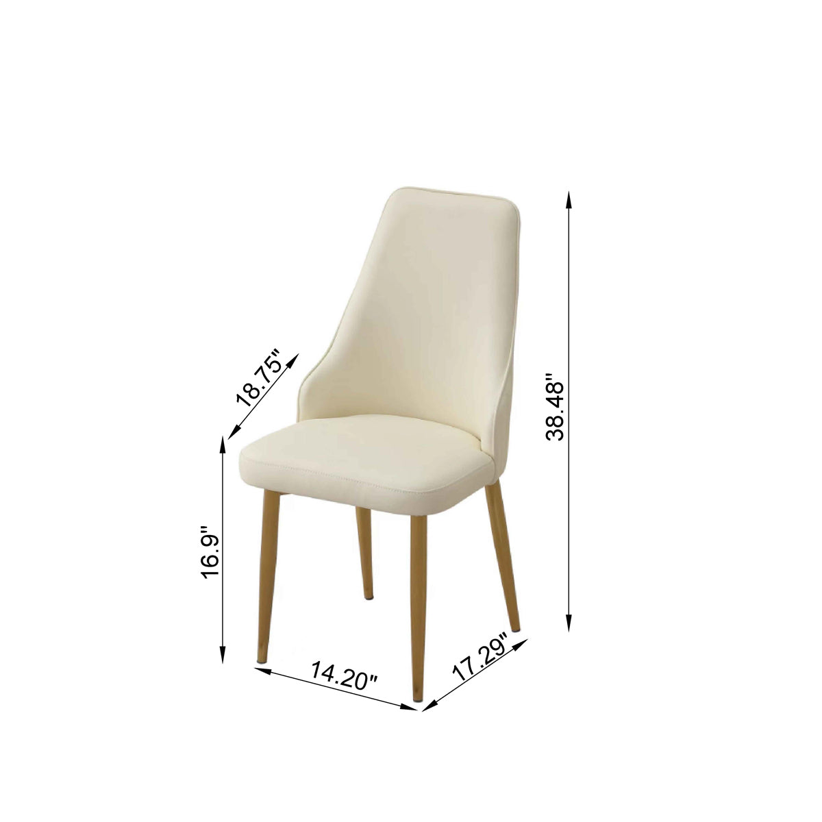 Dining Chair with PU Leather White  strong metal legs (Set of 2)