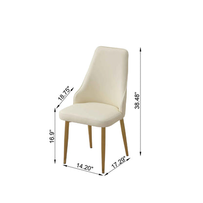 Dining Chair with PU Leather White  strong metal legs (Set of 2)