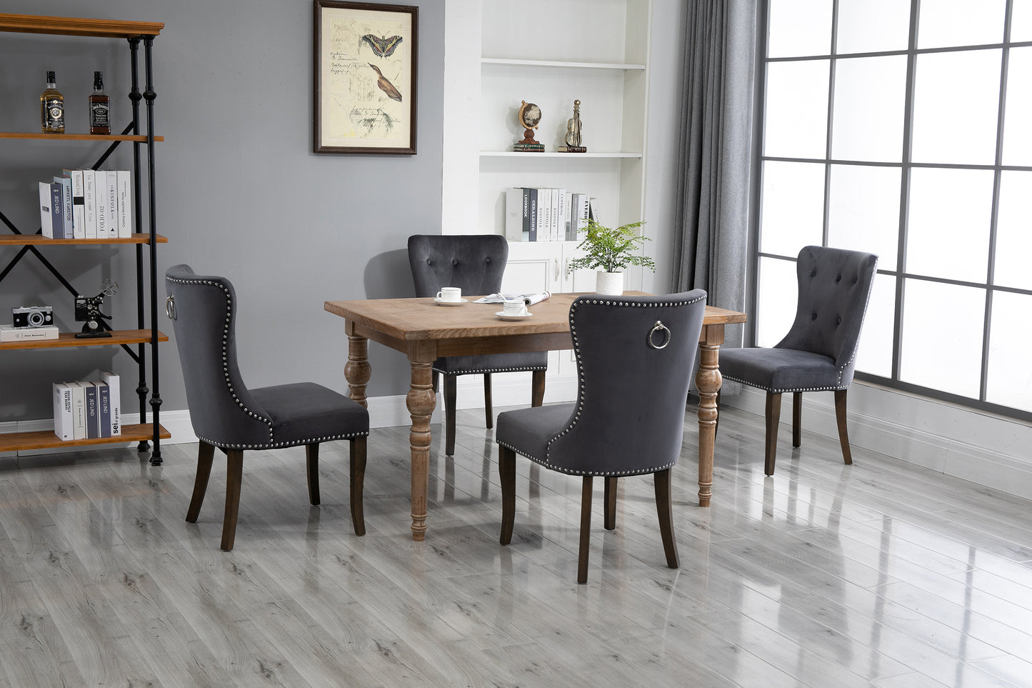 TOPMAX Dining Chair Tufted Armless Chair Upholstered Accent Chair, Set of 4 (Grey)