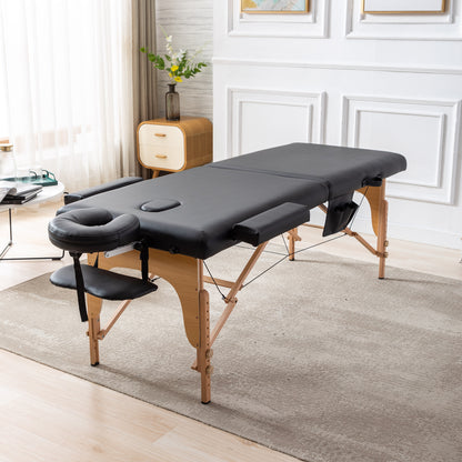 HengMing  Memory  Foam Portable Massage table ，2 Section Wooden  28  inch  Wide Adjustable Folding Massage Table,PU leather Spa Bed