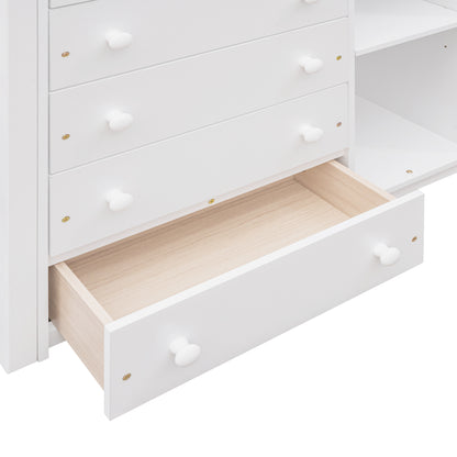 Wooden Twin Over Full Bunk Bed With Six Drawers And Flexible Shelves,Bottom Bed With Wheels,White(OLD SKU:LP000531AAK)