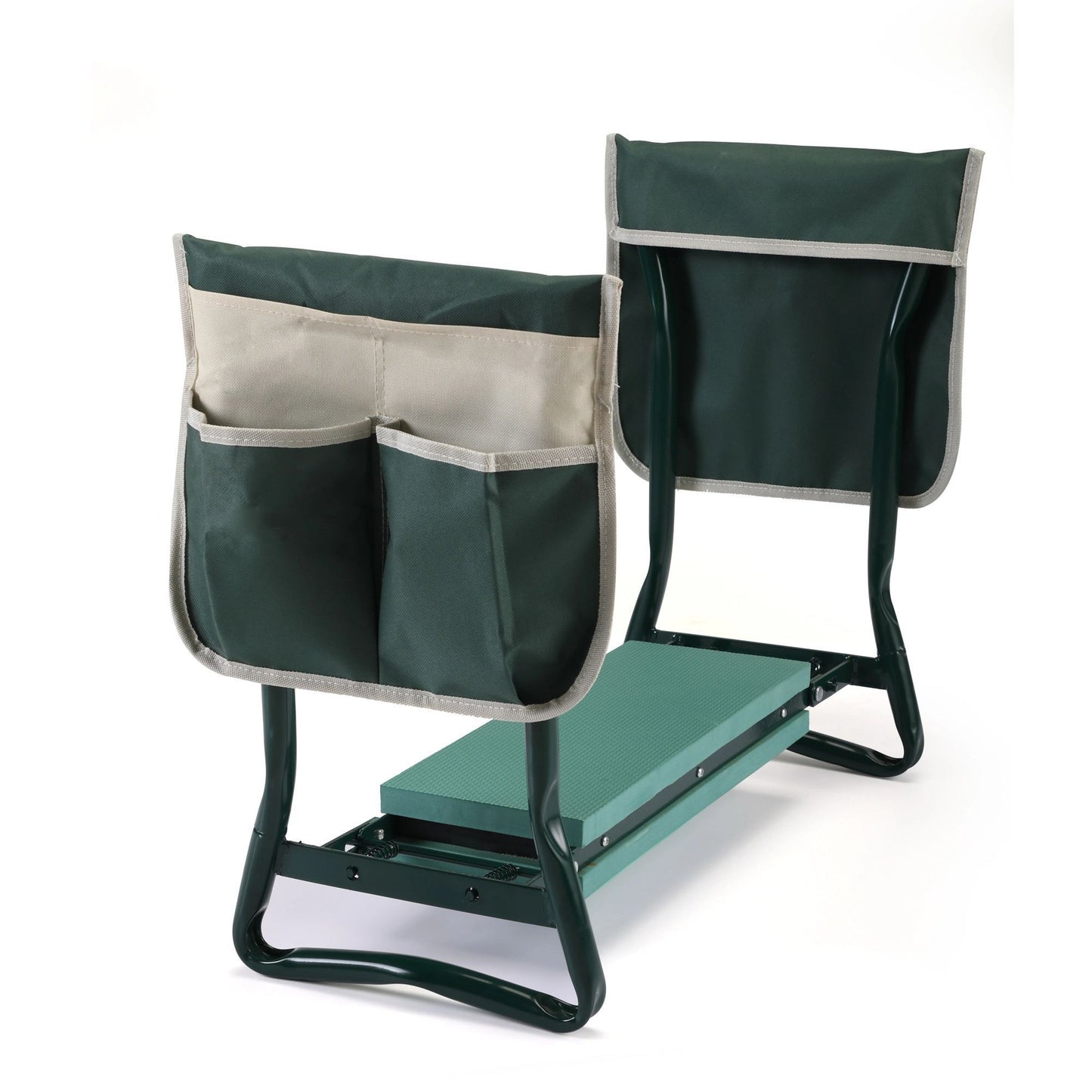 Outdoor 2-in-1 Garden Stool and Kneeler, Garden Bench with Tool Bags, Kneeling Pad, Gift for Parent, Portable, Green