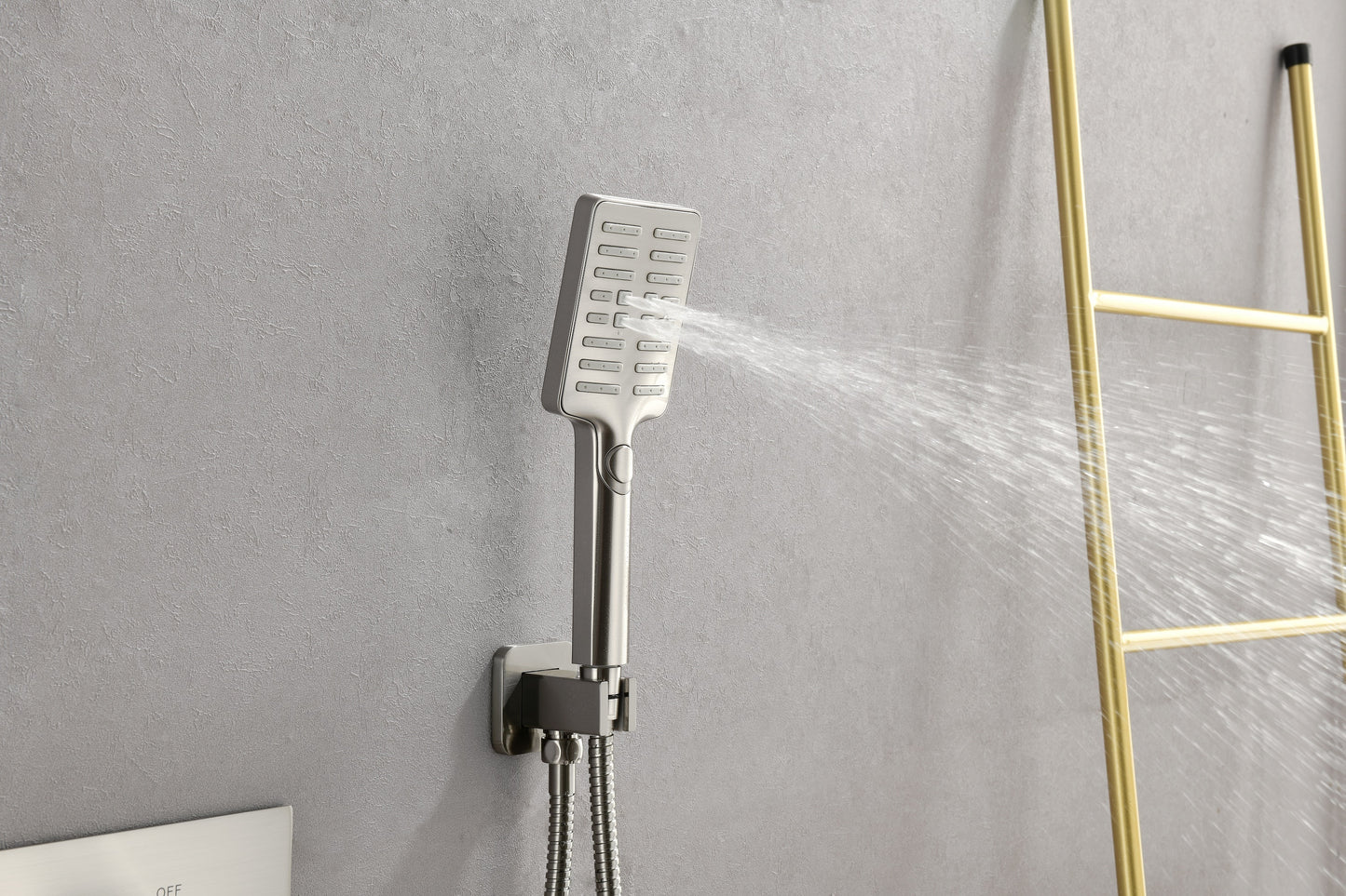 Wall Mounted Waterfall Rain Shower System With 3 Body Sprays & Handheld Shower