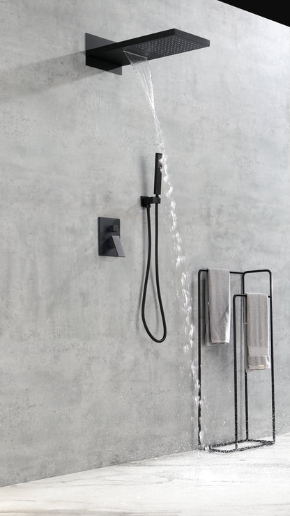 Shower System,Waterfall Rainfall Shower Head with Handheld, Shower Faucet Set for Bathroom Wall Mounted