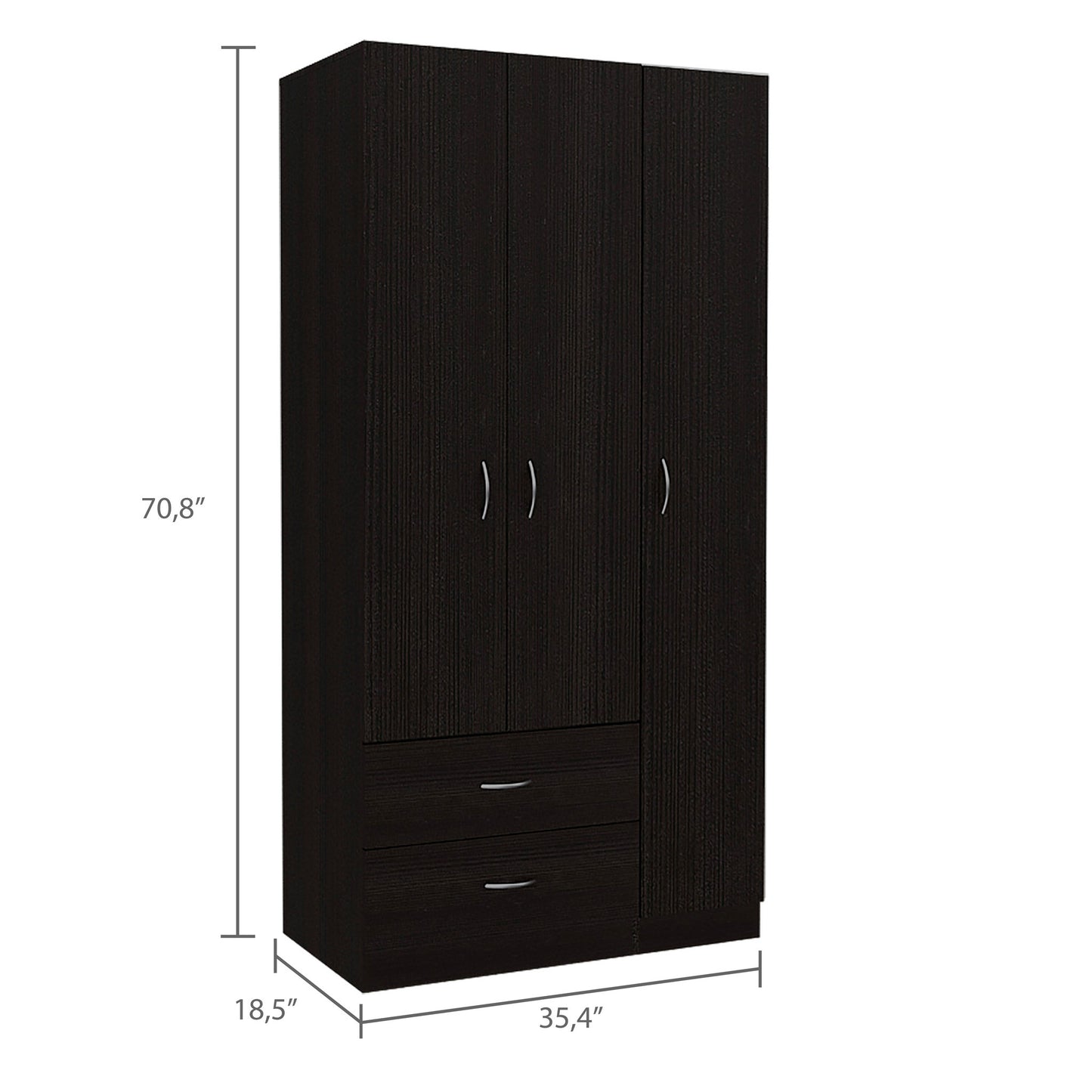 Rowaton 2-Drawer 3-Door  Armoire Black Wengue