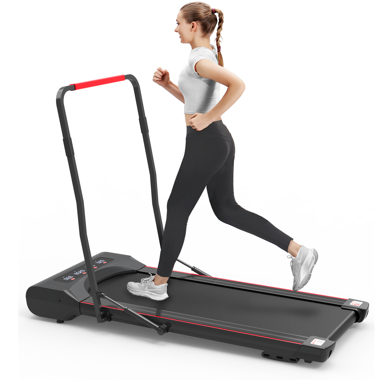 Under Desk Walking Pad Treadmill Foldable with Handlebar Remote Controll