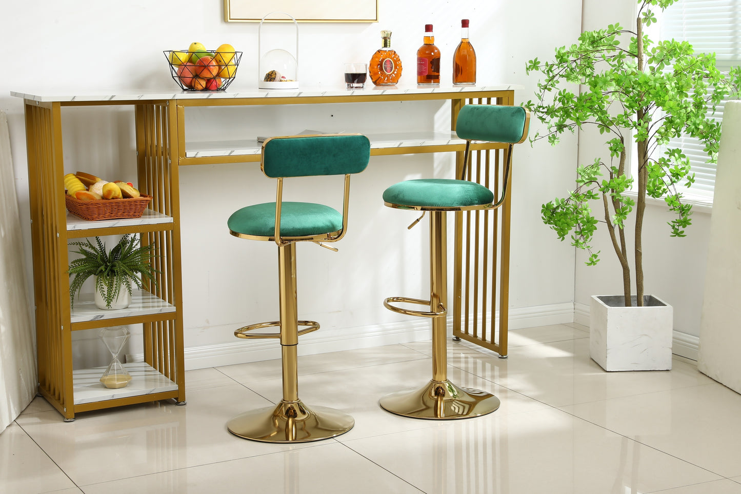 Bar Stools with Back and Footrest Counter Height Dining Chairs  2pcs/ctn