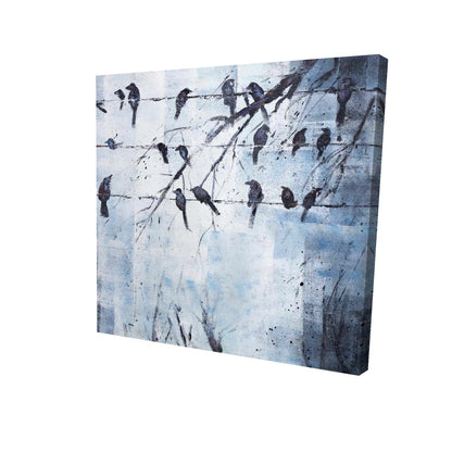 Abstract birds on electric wire - 08x08 Print on canvas