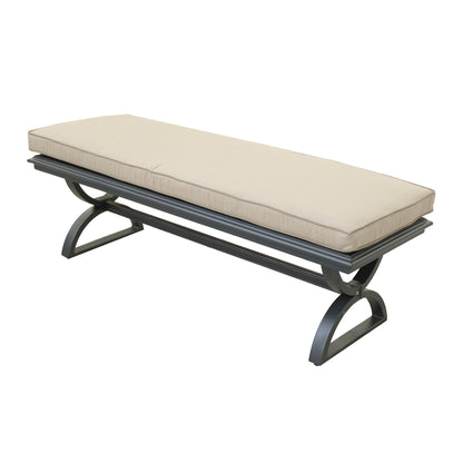 Outdoor Aluminum Bench with Cushion, Dessert Night/Spectrum Sand