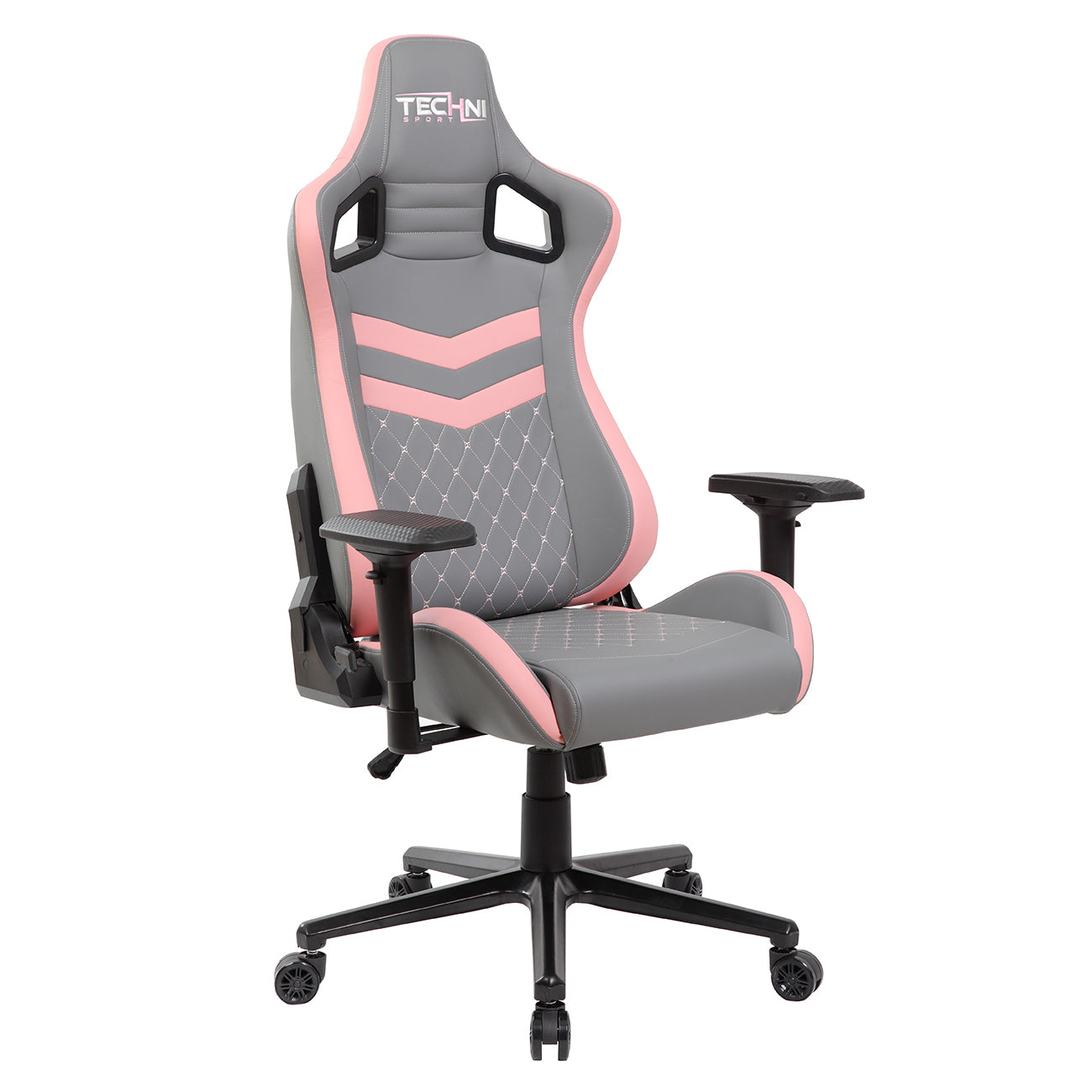 Techni Sport TS-83 Ergonomic High Back Racer Style PC Gaming Chair, Grey/Pink