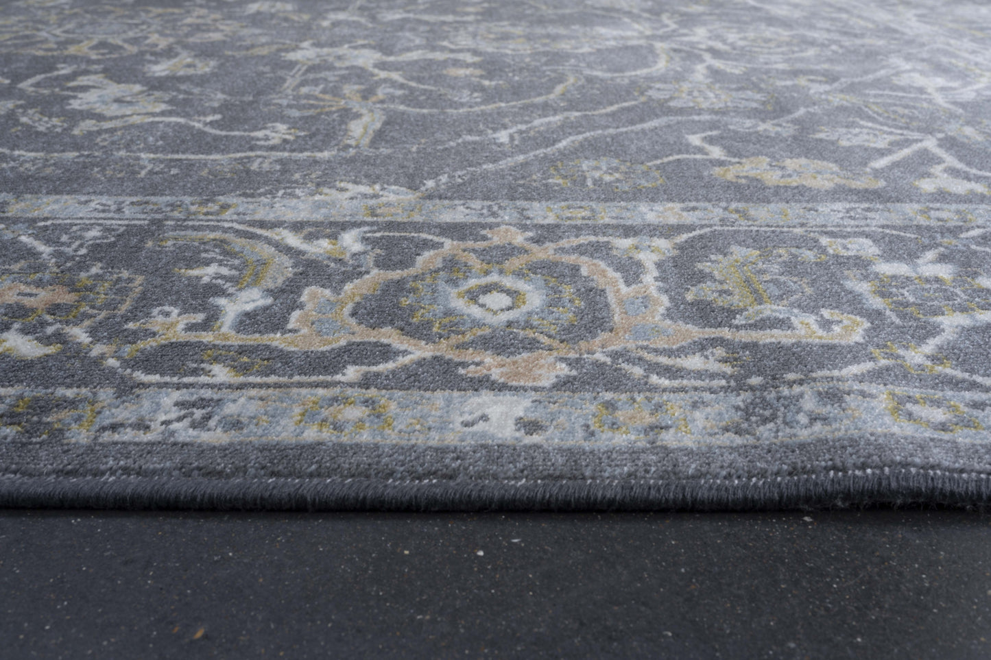 Damara Blue, Gray, and Multi-color Viscose Area Rug 5x8