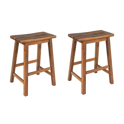 TOPMAX Farmhouse Rustic 2-piece Counter Height Wood Kitchen Dining Stools for Small Places, Walnut