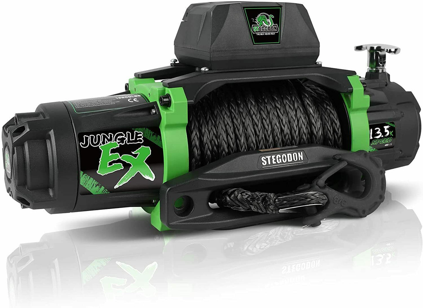 STEGODON Electric Winch 13500lb 12V Synthetic Rope Towing Truck Jeep Off-Road
