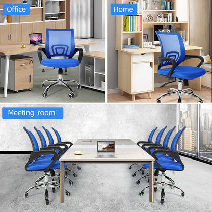 YSSOA Task Ergonomic Mesh Computer Wheels and Arms and Lumbar Support Adjustable Height Study Chair for Students Teens Men Women for Dorm Home Office, Blue