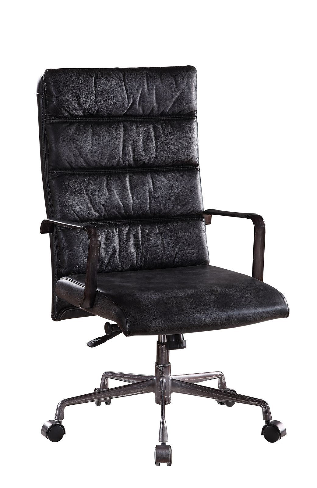 ACME Jairo Office Chair, Vintage Black Top Grain Leather 92565