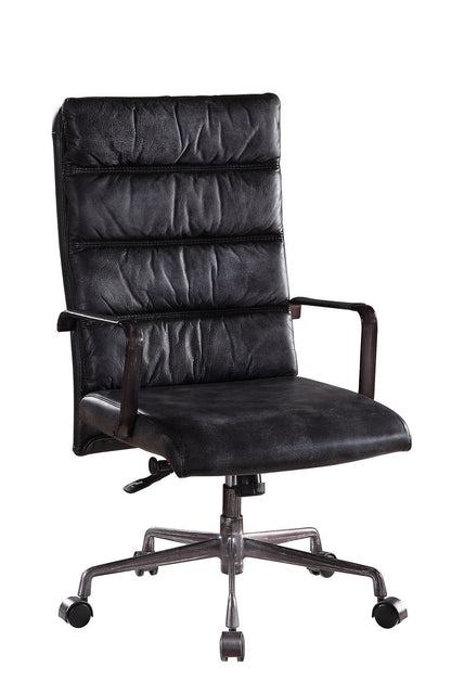 ACME Jairo Office Chair, Vintage Black Top Grain Leather 92565