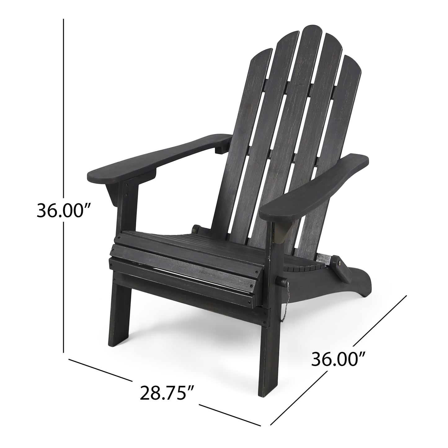 Dark Gray Hollywood Foldable Solid Wood ADIRONDACK Chair