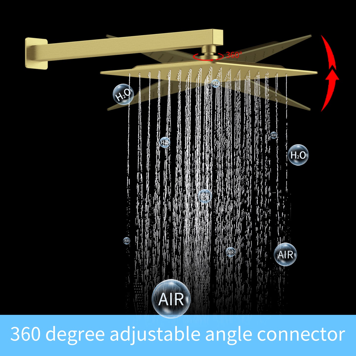 Shower System Shower Faucet Combo Set Wall Mounted with 10" Rainfall Shower Head and handheld shower faucet, Brushed Gold Finish with Brass Valve Rough-In