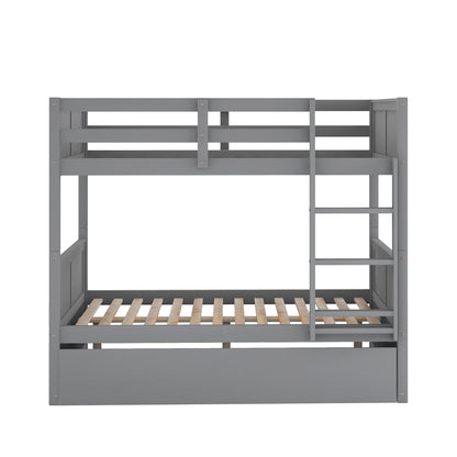 Full Over Full Bunk Bed with Twin Size Trundle, Gray ( old sku: LP000250AAE )