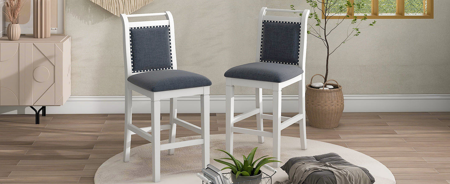 TOPMAX 2-Piece Upholstered Wood Breakfast Nook Dining Chairs for Small Places, White