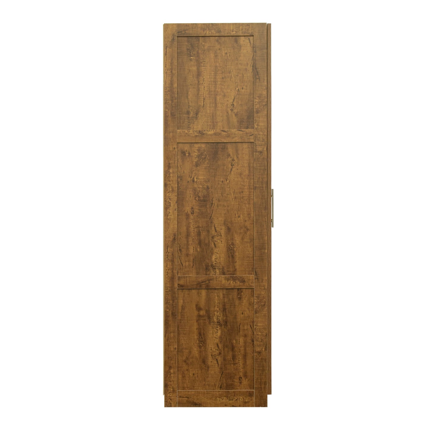 High wardrobe and kitchen cabinet with 2 doors, 2 drawers and 5 storage spaces,walnut