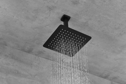 10 Inches Matte Black Shower Set System Bathroom Luxury Rain Mixer Shower Combo Set Ceiling Mounted Rainfall Shower Head Faucet (Contain Shower Faucet Rough-In Valve Body and Trim)