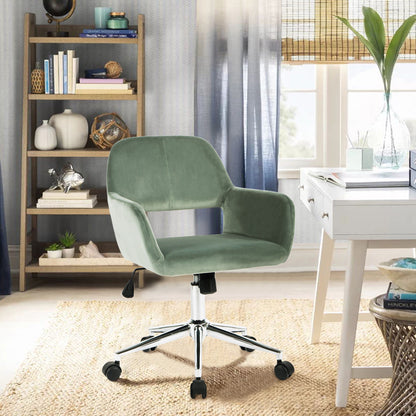 Velvet Upholstered Adjustable Swivel Office Chair, CACTUS