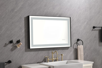 36*24 LED Lighted Bathroom Wall Mounted Mirror with High Lumen+Anti-Fog Separately Control