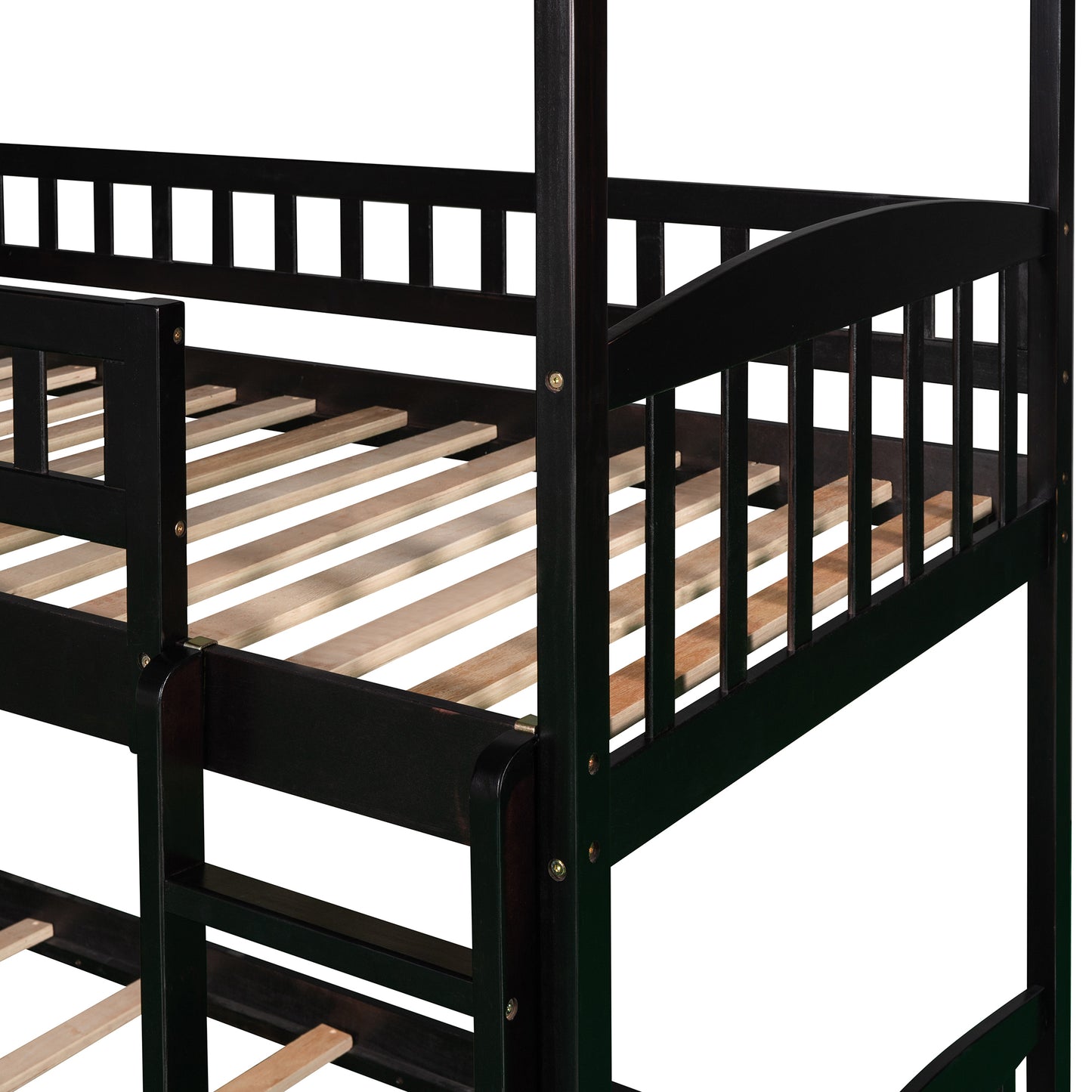 Twin Over Twin Bunk Bed with Slide, House Bed with Slide, Espresso(OLD SKU: LP000213AAP)