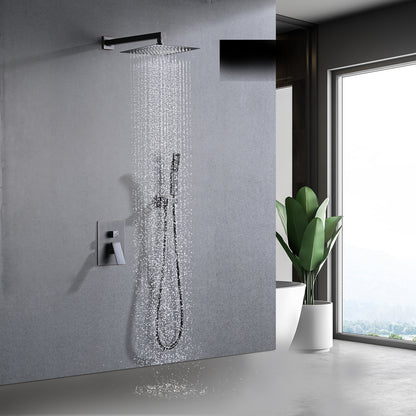 Shower System Shower Faucet Combo Set Wall Mounted with 12" Rainfall Shower Head and handheld shower faucet