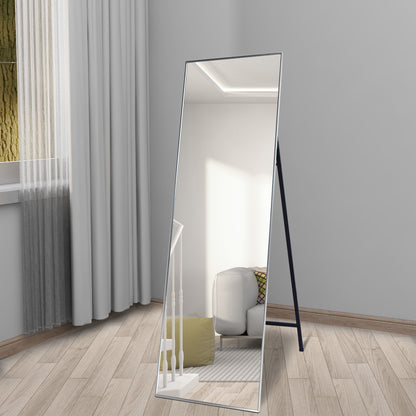 Full Length Mirror Standing Silver 65’’x22’’ for Bedroom with Aluminum Frame, Large Full Body Floor Mirror Wall Hanging or Leaning Modern Decor for Dressing, Living Room, Entryway or Dorm