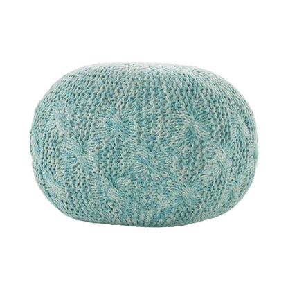 Indoor Handcrafted Modern  Fabric Weave Pouf  Aqua