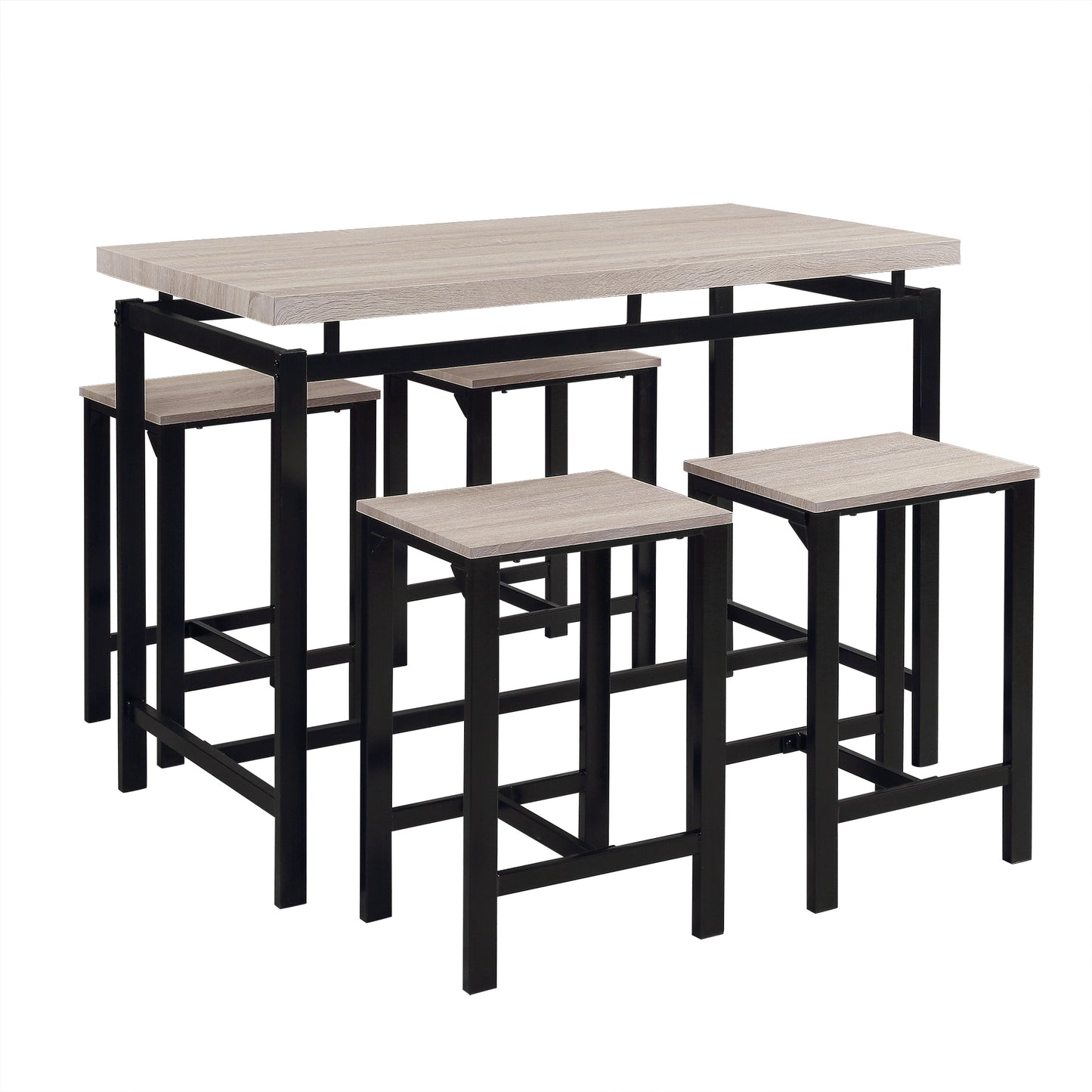 U_STYLE Dining Set, Bar Set, Dining Table with 4 Chairs,5 Piece, with Counter and Pub Height