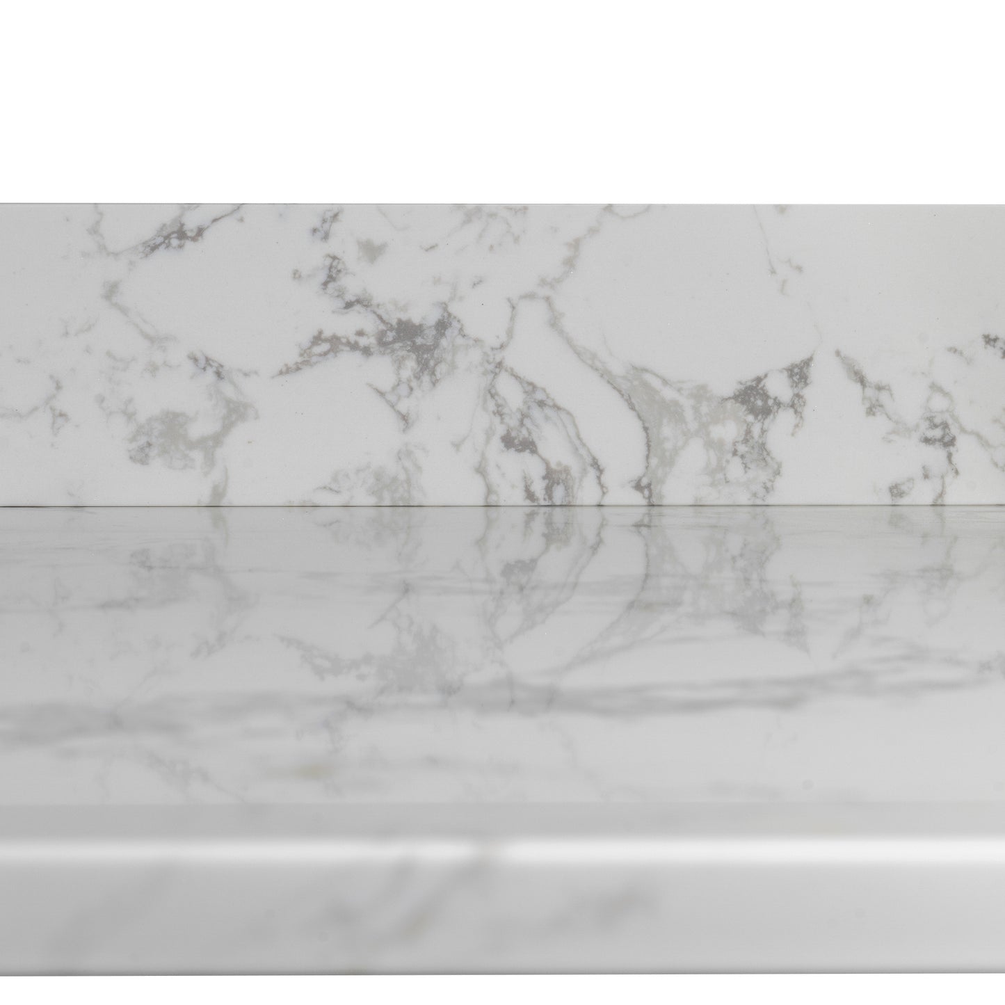 Montary 43‘’x22" bathroom stone vanity top  engineered stone carrara white marble color with rectangle undermount ceramic sink and  single faucet hole with back splash .