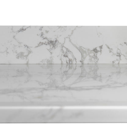 Montary 43‘’x22" bathroom stone vanity top  engineered stone carrara white marble color with rectangle undermount ceramic sink and  single faucet hole with back splash .