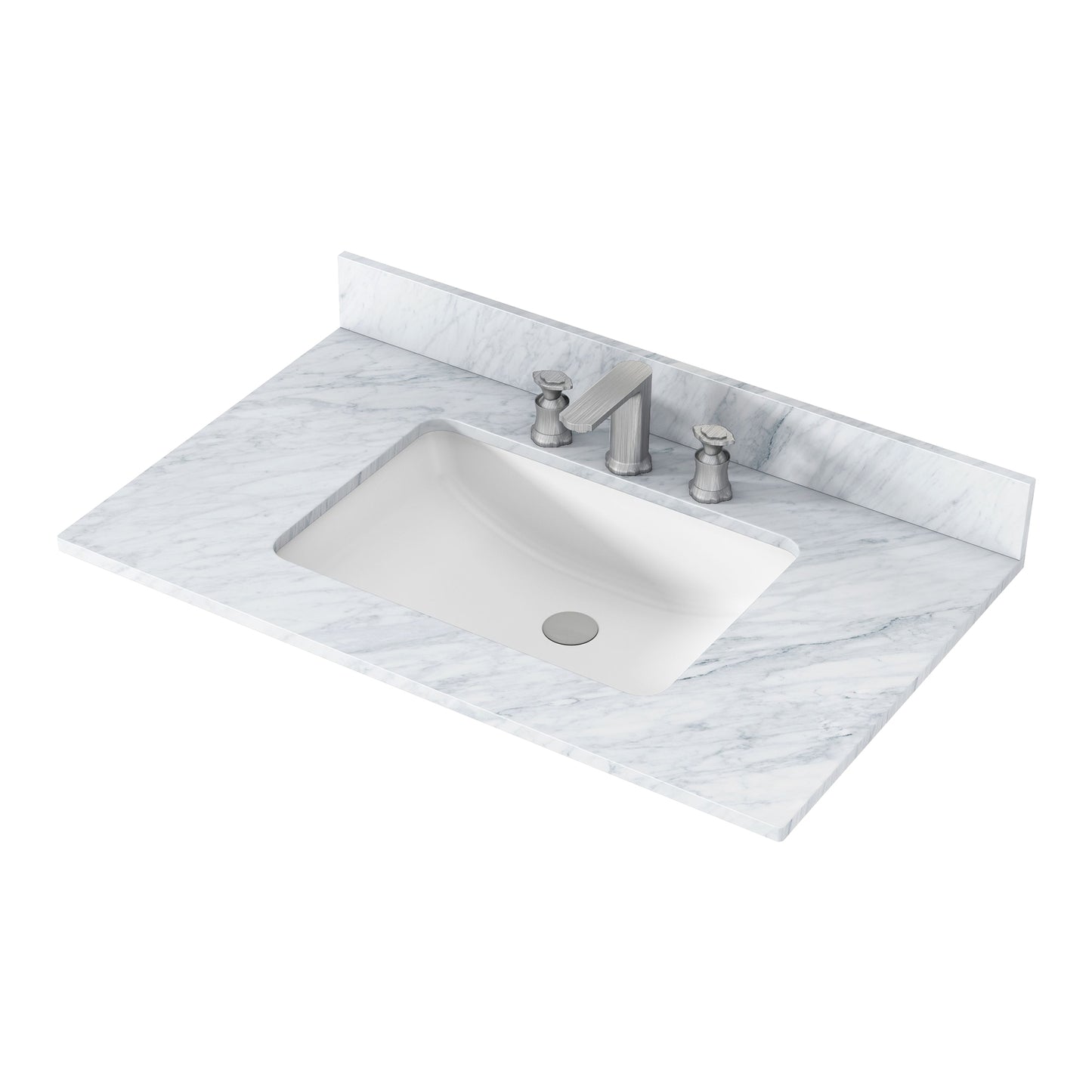 Bathroom Vanity Top37 "x 22" natural stone   Carrara white natural marble, CUPC ceramic sink and three-hole faucet hole with backsplash