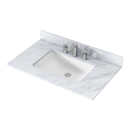 Bathroom Vanity Top37 "x 22" natural stone   Carrara white natural marble, CUPC ceramic sink and three-hole faucet hole with backsplash